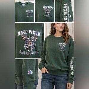 Champion Forest Green Bike Week Crewneck Size XL